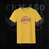 Men's Lakers Fresh Logo Yellow Short Sleeve T-Shirt FengYun,baseball caps,new era cap wholesale,wholesale hats